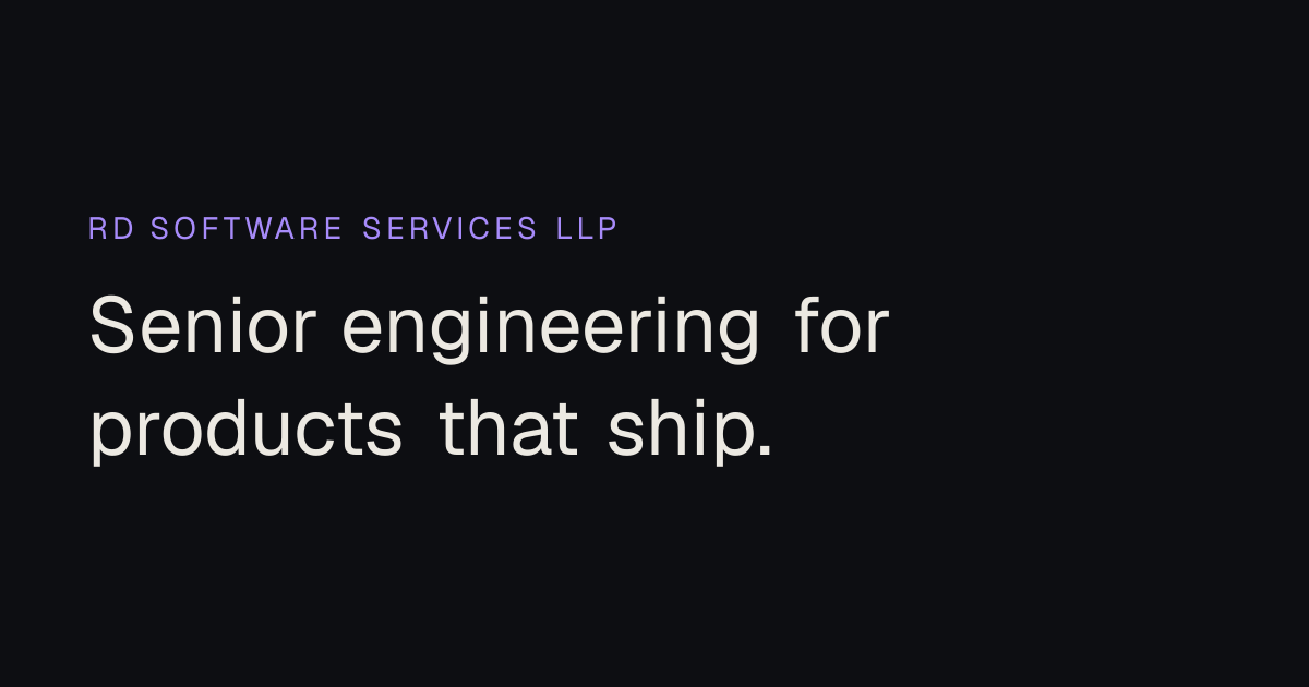 RD Software Services LLP — Senior software engineering